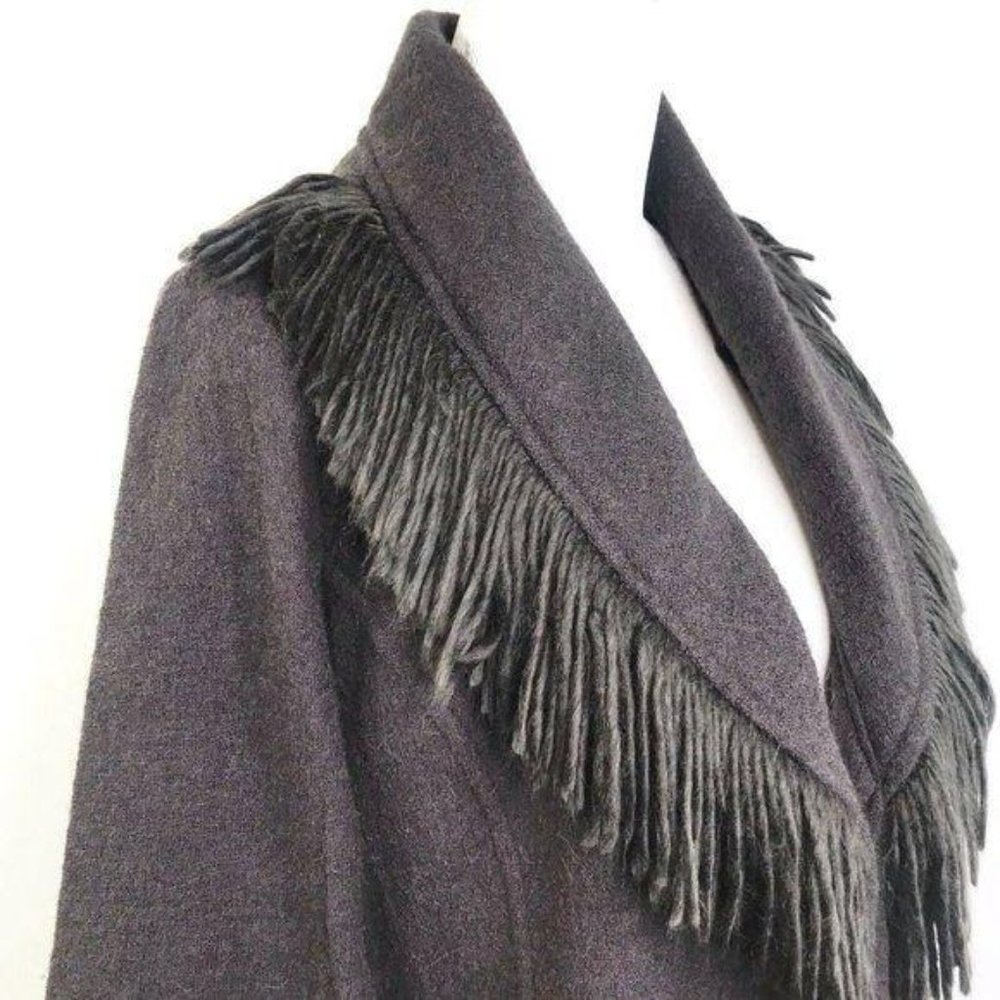 Cynthia Rowley Wool Fringe Open Front Jacket - Picture 3 of 8